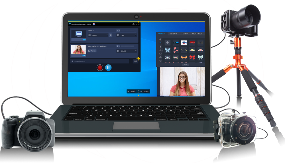 above Changeable clear Pinnacle MultiCam Capture - video and screen recording software